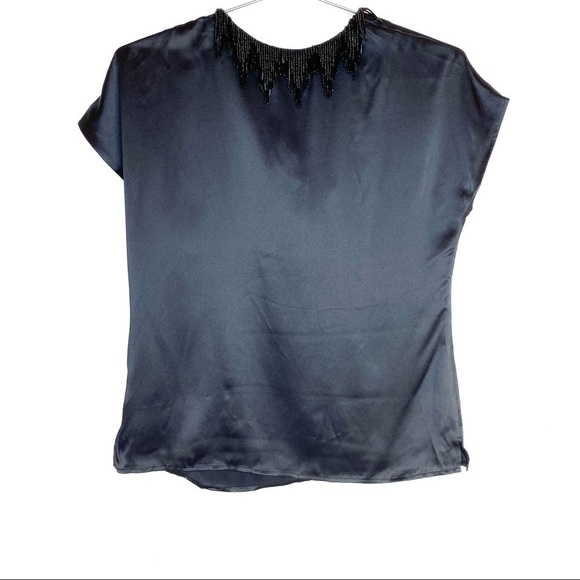 NWT Pure Collection Walpole Beaded Satin Silk Top - Picture 9 of 10